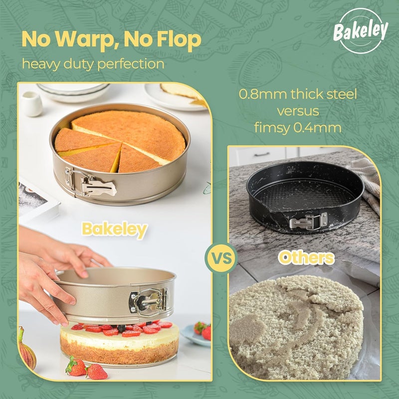Bakeley 9 Inch Springform Cake Pans, Non-Stick, Spring Form Pans 9 inch with Removable Bottom, Spring Form Pan, Carbon Steel, Cheesecake Pan (Champagne Gold) - Image 5